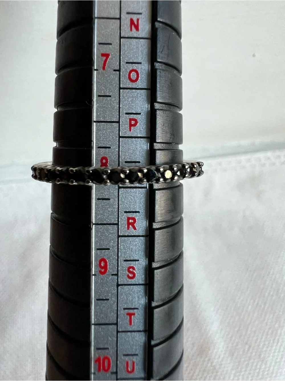 925 Sterling Silver All Around Black Gemstone  Ring